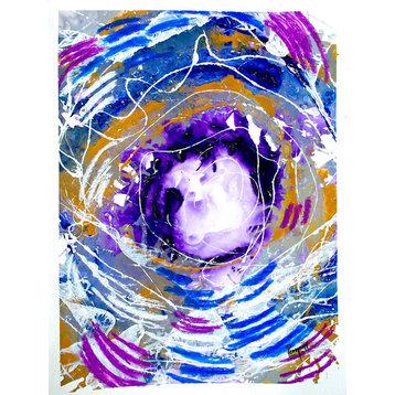 Work On Paper Abstract Contemporary Modern Wall Art Painting, Purple