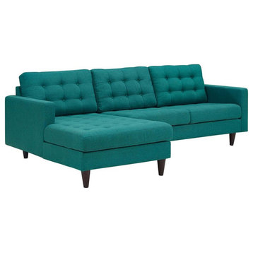 Modway Empress Upholstered Fabric Left-Facing Sectional Sofa in Teal Blue