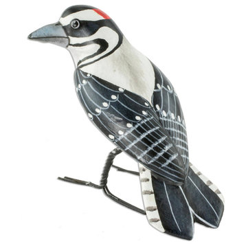 Novica Ceramic Figurine Hairy Woodpecker