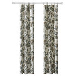 Ellis Curtain - Madison Floral Tailored Panel Pair, Blue, 56"x63" - Make a colorful, stylish statement in any room with this rich and beautiful floral. The tailored panel pair is constructed using 50-percent polyester/50-percent cotton duck fabric that creates a smooth draping effect, soft texture and easy maintenance. Each curtain panel is constructed with a 2-inch header and 3-inch rod pocket. Two tiebacks are included for a different look.  For wider windows simply add multiply panels together. Easy care machine washable.