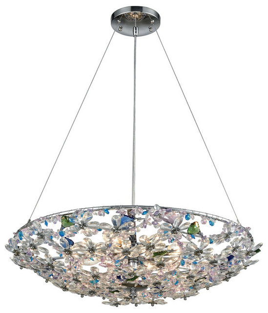 Crystallus 8 Light Chandelier With Multi Colored Crystal Crystallus 8 Light Chandelier With Multi Colored Crystal Polished Chrome