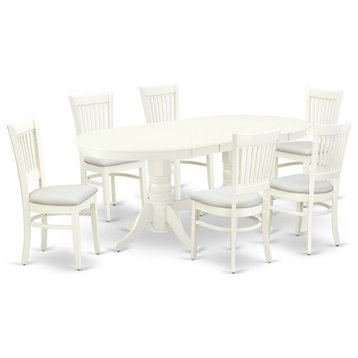 East West Furniture Vancouver 7-piece Dining Set with Linen Seat in White