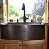 Curved Apron Front Kitchen Copper Sink Undermount Single Basin, With Matching So