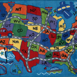 LA Rug Inc - Travel Fun Rug, Multi-Color, 39"x58" - Kids Rugs