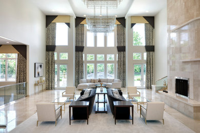 Example of a trendy living room design in Chicago