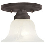 Livex Lighting - Edgemont Ceiling Mount, Bronze - This one light flush mount from the Edgemont collection is a fine and handsome fixture that features white alabaster glass. Edgemont is comprised of traditional iron forms in a bronze finish.