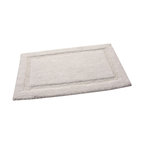 Bath Rug Cotton Solid Color Regency Pattern, White, 34"x21"