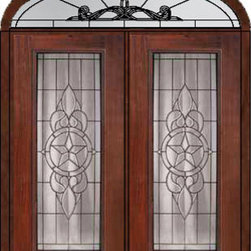 Prehung Home Transom Double Door 80 Fiberglass Brazos Full Lite - Front Doors