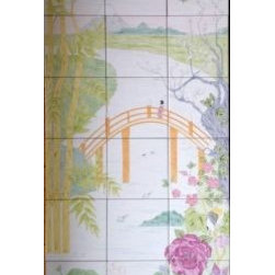Japanese themed bathroom tile panel - Tile Murals
