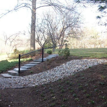 Backyard Garden with Natural Stone Steps