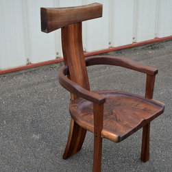Curvy Backed Walnut Arm Chair - Dining Chairs