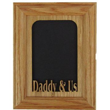 Daddy and Us Vertical Oak Picture Frame and Oak Matte, 5"x7"
