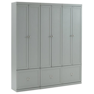 Crosley Furniture Harper Modern Wood/Metal Pantry Closet in Gray (Set of 3)