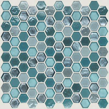 Shaw CS52V Molten Hexagon Glass - 11" x 11-1/2" Hexagon Geometric - Hydra