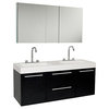Opulento 54" Black Modern Double Sink Bathroom Vanity With Medicine Cabinet