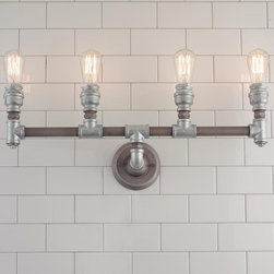 Elk Lighting Cast Iron Pipe 4 Light Vanity in Weathered Zinc - Products