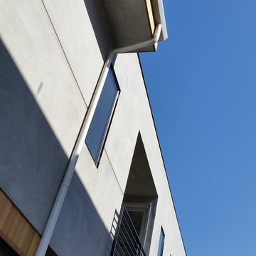 Modern Style Homes , Round Downspouts,Square Collector Boxes,Angle Faced Gutters