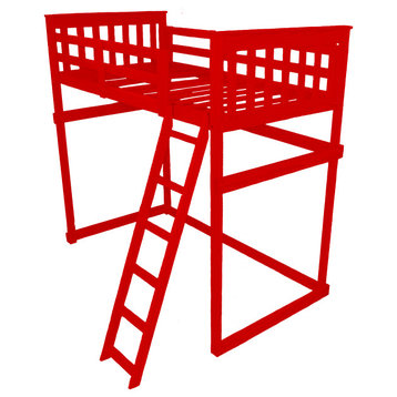 Mission Loft Bed, Tractor Red, Full, End Ladder