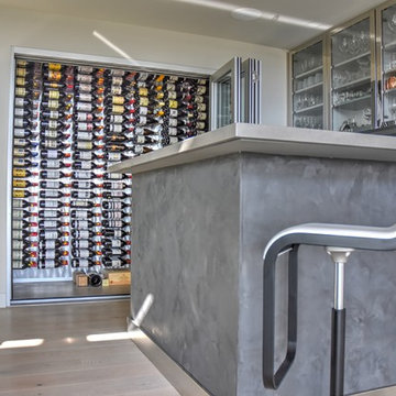 Cardiff, San Elijo - San Diego Custom Wine Cellar Glass Front with adjacent Bar