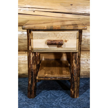 Glacier Country Collection Nightstand With-Drawer and Shelf
