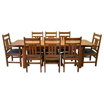 Crafters and Weavers Arts and Crafts Solid Wood Stow Table Set in Light Oak