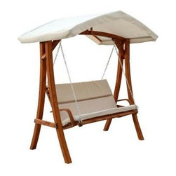 Leisure Season Wooden Patio Swing Seater with Canopy - Porch Swings