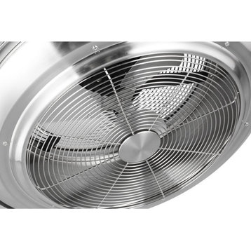 Sanford 24" Enclosed Indoor/Outdoor Ceiling Fan, LED Light, Brushed Nickel
