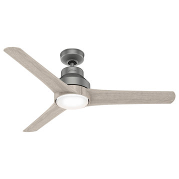 Hunter 52" Lakemont Outdoor Matte Silver Ceiling Fan, LED and Handheld Remote