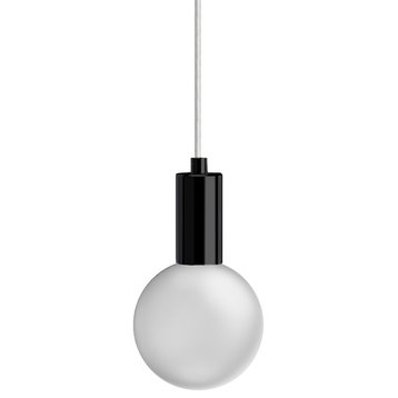 Globe Small 3" Frosted Acrylic Single Pendant Matte Black Socket