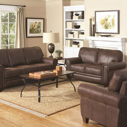 Coaster 3 Pieces Bentley Brown Family Room Sofa Set - Living Room Furniture Sets