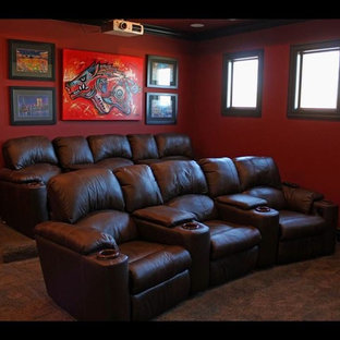 Home theater - eclectic home theater idea in Little Rock