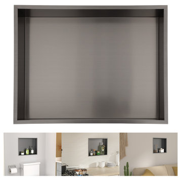 Black Shower Niche Stainless steel Rectangular Bathroom Single Shelf, 18x14