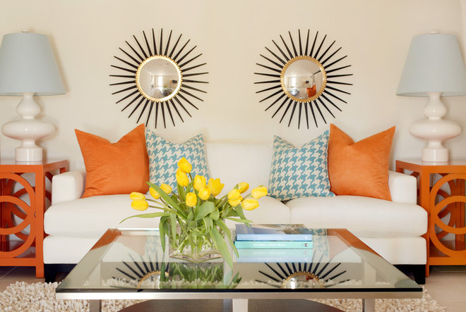 Tropical Living Room by Tobi Fairley Interior Design