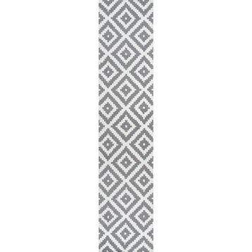 nuLOOM Hand-Tufted Geometric Tuscan Rug, Gray, 2'8"x10'