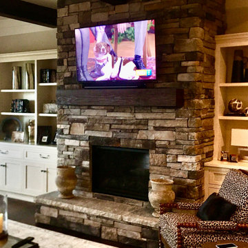4K TV/Sonos over Fireplace on Stone - NEW