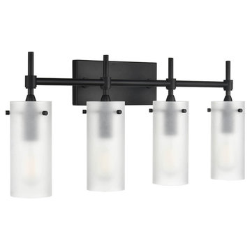 Effimero 4-Light Wall Sconce, Black With Frosted Glass