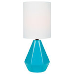 Lite Source - Mason Mini Table Lamp in Blue Ceramic with White Linen Shade E27 A 60W - Stylish and bold. Make an illuminating statement with this fixture. An ideal lighting fixture for your home.andnbsp