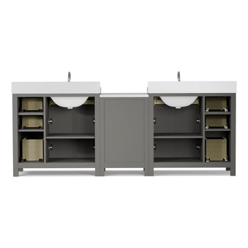 Caroline Parkway 93'' Grey Bathroom Vanity