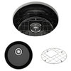 BOCCHI 1361-005-0120 Black Round Undermount Fireclay 18.5" Kitchen Sink