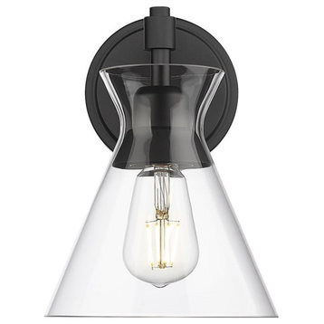 Golden Lighting Malta 1 Light Wall Sconce in Matte Black with Clear Glass Shade