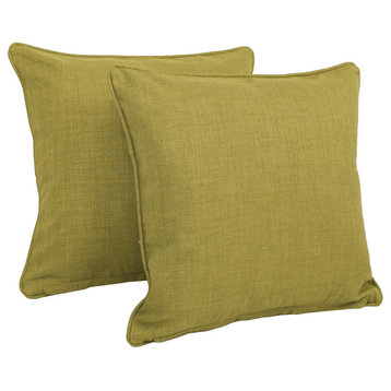 18" Outdoor Spun Polyester Square Throw Pillows, Set of 2, Avocado