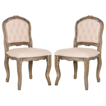 Safavieh Eloise 20" French Leg Dining Chairs, Set of 2, Beige