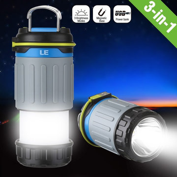 Rechargeable Telescopic Camp Lantern LED 330lm with 3200 mAh USB Power Bank, 3 M