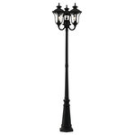 Livex Lighting - Textured Black Traditional, Victorian, Sculptural, Outdoor Post Light - From the Oxford outdoor lantern collection, this traditional cast aluminum upward facing three-head ground post light design will add curb appeal to any home. It features a handsome, antique-style base and decorative arms. Clear water glass casts an appealing light and lends to its vintage charm. The cast aluminum ornamental post base, arms and sculptural details are all finished in a textured black. With superb craftsmanship and affordable price, this fixture is sure to tastefully indulge your senses.