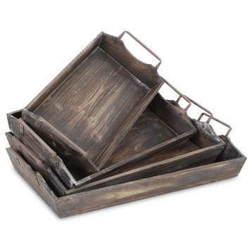 Weathered Wooden Trays, Set of 4