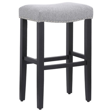 Trent Home 29" Upholstered Saddle Seat Bar Stool (Set of 2) in Gray