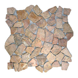 CNK Tile - Natural river stone pebble tile, red mosaic, 12x12 sheet, eco-friendly - Mosaic Tile