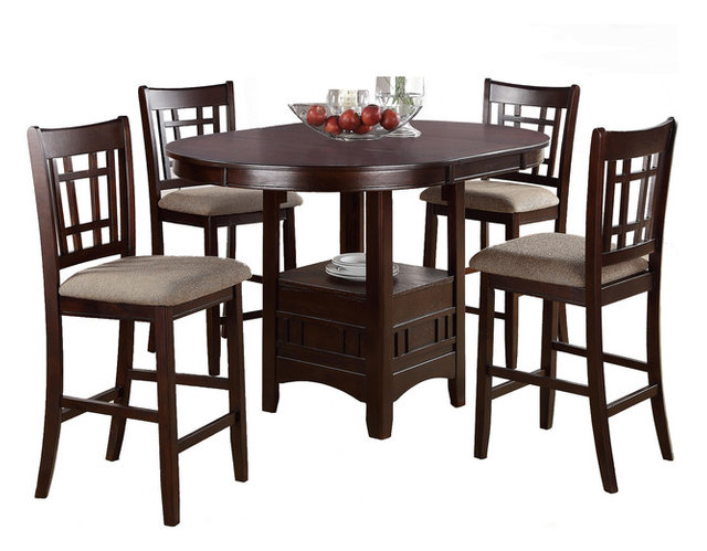 Rosy Brown 5-Piece Counter Height Dining Set Round Table, Leaf ... Rosy Brown 5-Piece Counter Height Dining Set Round Table, Leaf ...