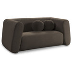 Meridian Furniture - Abbington Boucle Fabric Upholstered Loveseat, Brown - Give your room a new look with the chic Abbington loveseat in stunning brown boucle fabric. Embrace the richness of its texture and the boxy, geometrically inspired design that adds a touch of contemporary flair. This loveseat is not just furniture; it's an aesthetic experience. Complete with an included ball pillow, the Abbington loveseat is a sophisticated choice, promising both comfort and style for your living space. Redefine elegance with this eye-catching addition to your home from an unparalleled collection that lets you mix and match to suit your style preferences.