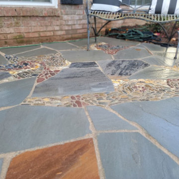 Stylized Natural Garden W/ Flagstone Mosaic Accented Walkway
